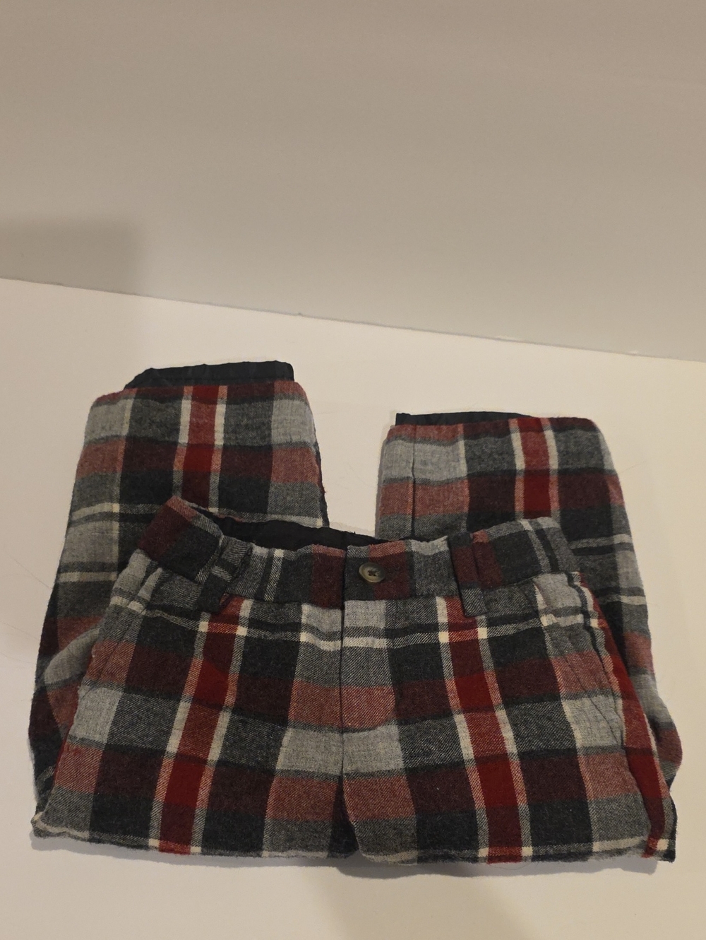 Janie And Jack Kids Plaid Flannel Pants - Red, Gray & Black Sizd 18 24
